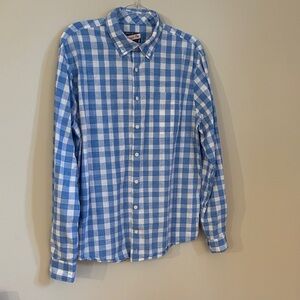 johnnie-O Sky Blue and White Plaid Men's Shirt